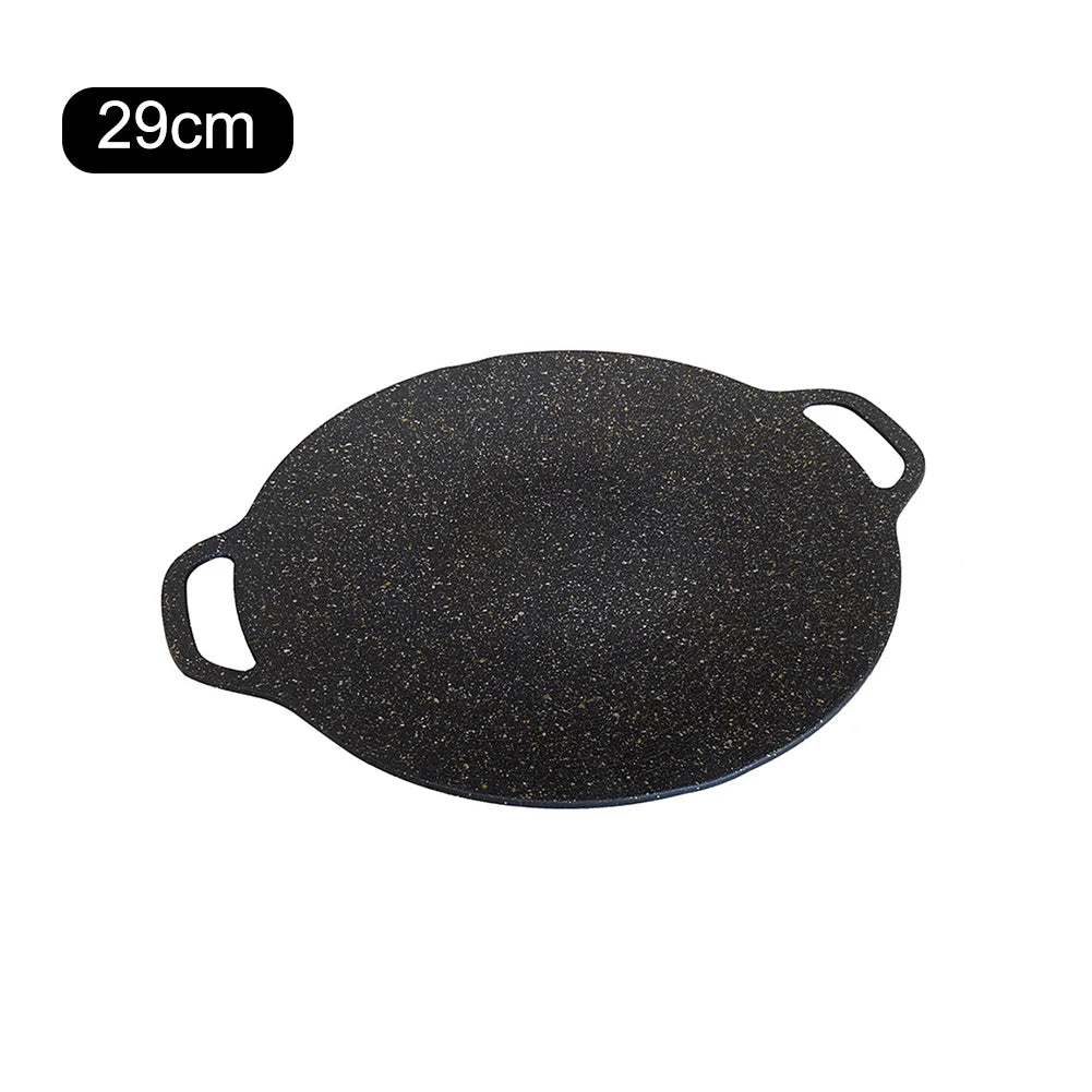 Grilling Pan Non-stick Oil Frying Baking Pan Multi-purpose Round for Outdoor Camping Kitchen Bakeware Household Tools