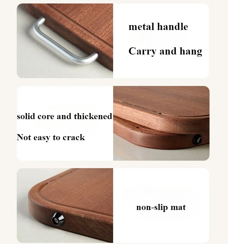 Ebony household thickening antibacterial mould-proof board fruit cutting board double-sided cutting board plus non-slip wood
