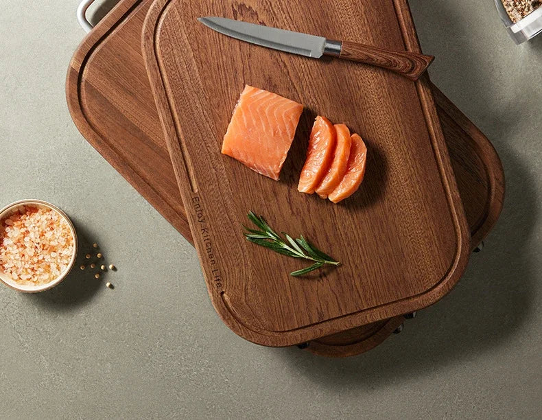 Ebony household thickening antibacterial mould-proof board fruit cutting board double-sided cutting board plus non-slip wood