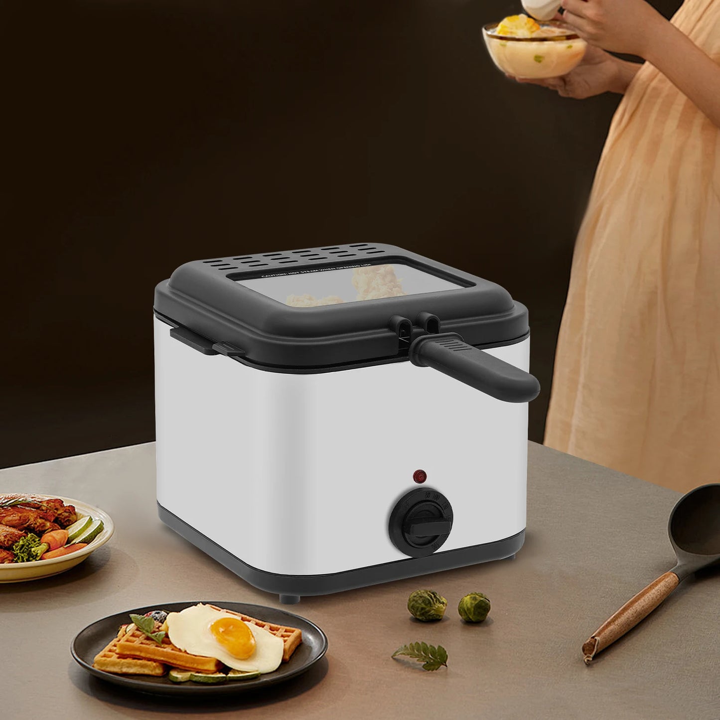 110V Electric Deep Fryer with Basket, Deep Fryers, Stainless Steel Commercial Deep Fryer for Home Kitchen, Restaurant, Fast Food