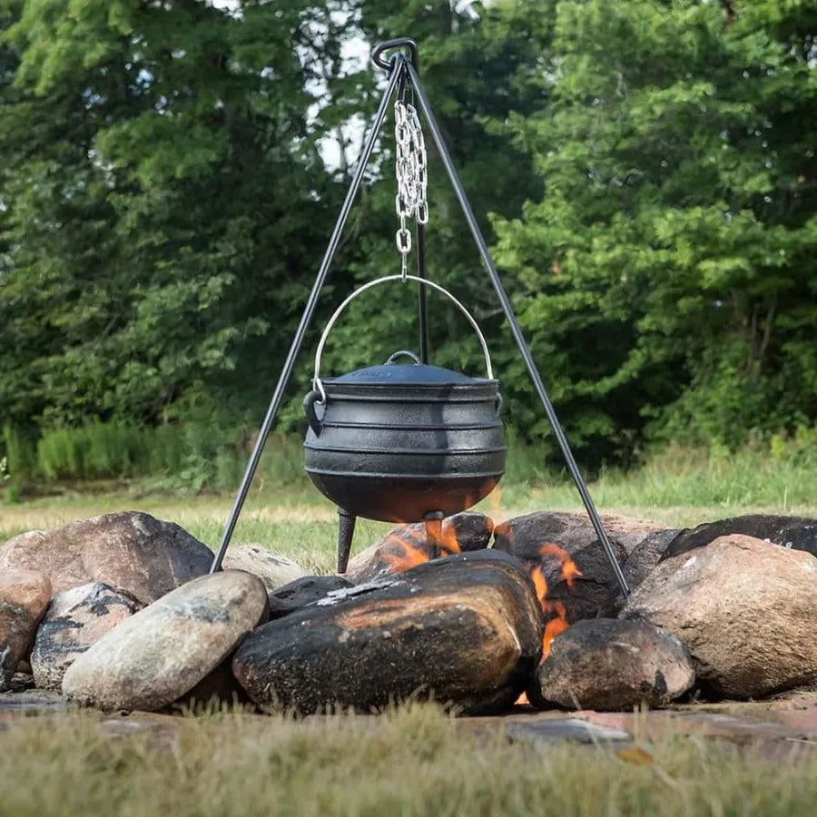 Campfire Cooking Kettle Pot Cast Iron Potje Dutch Oven with 3 Legs and Lid 13.5 inch 3.5 Gallon for Outdoor Camping Wilderness