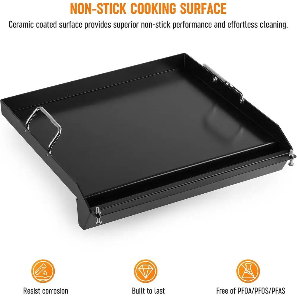 Universal Non-Stick Griddle for 17.4 x 18.6 Pellet Grills - Compatible with Traeger, Pit Boss, Camp Chef, Green Mountain Grills,