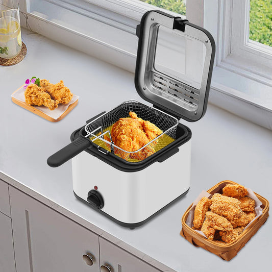 110V Electric Deep Fryer with Basket, Deep Fryers, Stainless Steel Commercial Deep Fryer for Home Kitchen, Restaurant, Fast Food