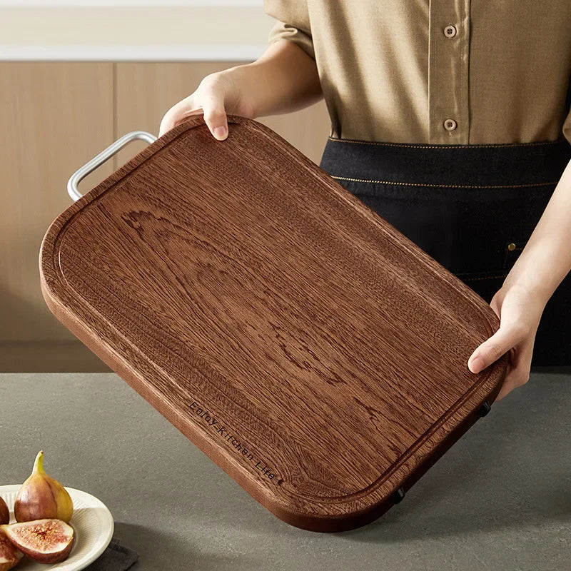 Ebony household thickening antibacterial mould-proof board fruit cutting board double-sided cutting board plus non-slip wood