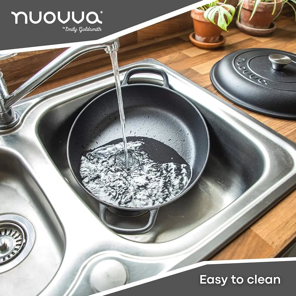 Enameled Cast Iron Shallow Dutch Oven, Non-Stick, Oven-Safe to 500°F, 3.7 Qt, 30cm, Black
