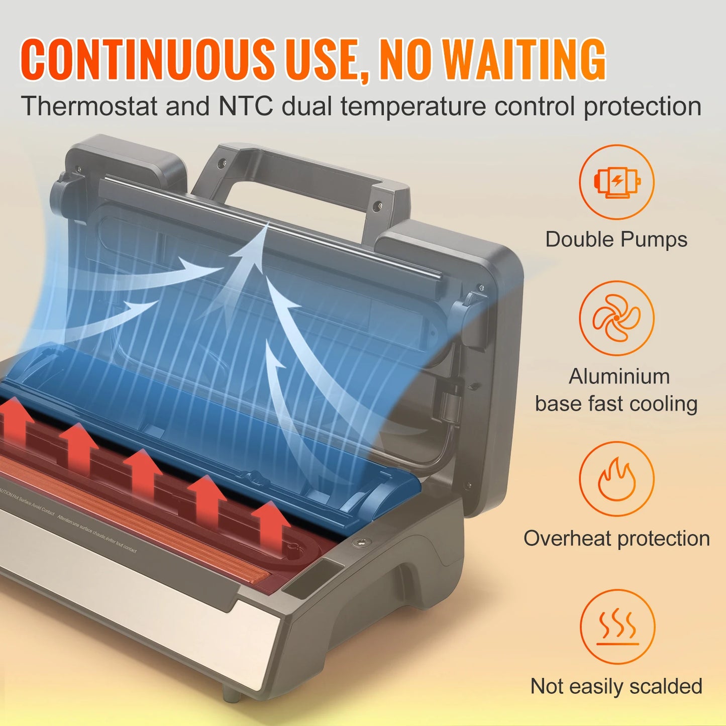 Vacuum Food Sealing for Household Kitchen 90Kpa 130W Vacuum Sealer Food Packaging Machine with Free 10pcs Vacuum bags