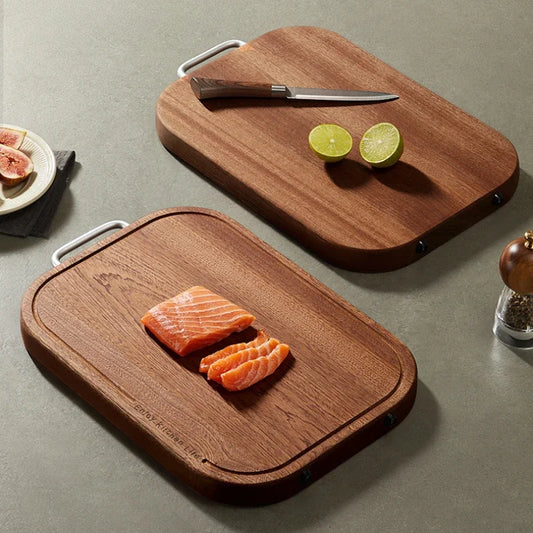 Ebony household thickening antibacterial mould-proof board fruit cutting board double-sided cutting board plus non-slip wood