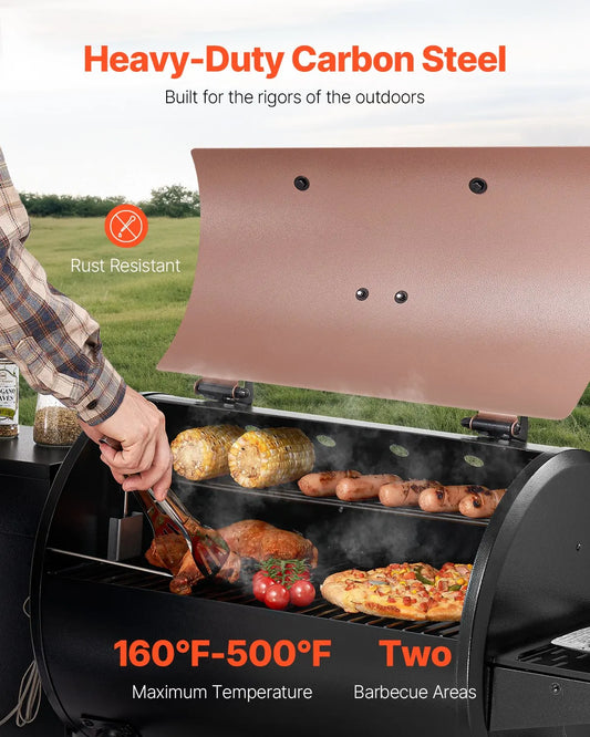 Wood Pellet Grill Smoker Outdoor Electric BBQ Grills 456 Sq.in Cook Area