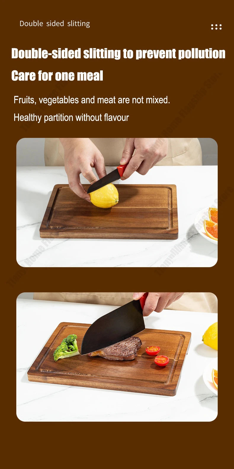 Acacia Wood Cutting Board Thickened Chopping Board Home Large Size  for Cutting Meat, Vegetables, Fruit and Cheese Kitchen tools