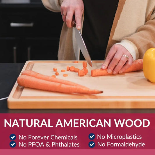 Solid Maple Wood Cutting Board - Handcrafted in USA - Premium Butcher Block for Kitchen Use