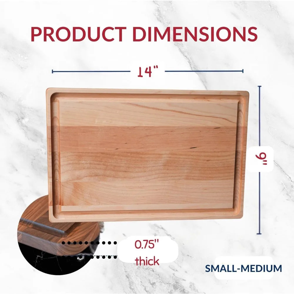 Solid Maple Wood Cutting Board - Handcrafted in USA - Premium Butcher Block for Kitchen Use