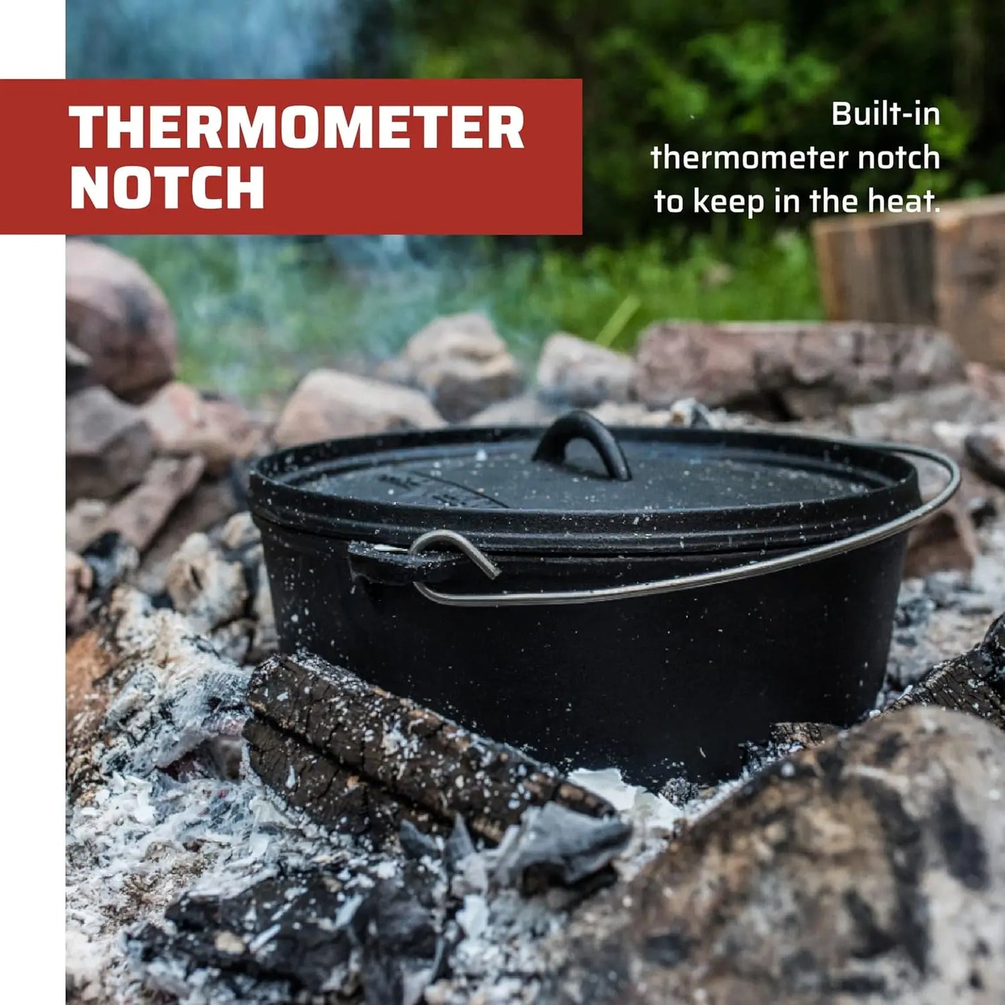 10 Inch Seasoned Cast Iron Dutch Oven with Lid - Perfect for Outdoor Cooking & Family Meals