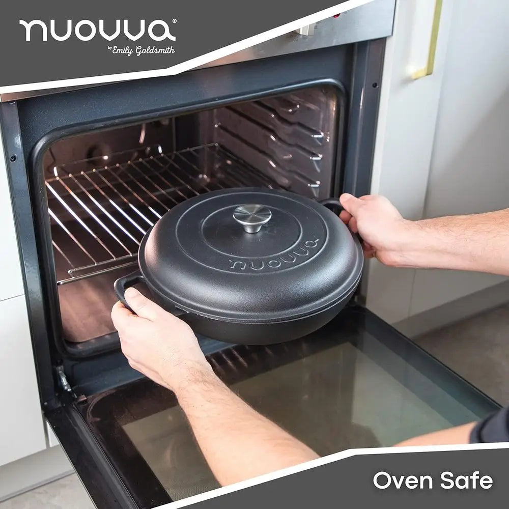 Enameled Cast Iron Shallow Dutch Oven, Non-Stick, Oven-Safe to 500°F, 3.7 Qt, 30cm, Black
