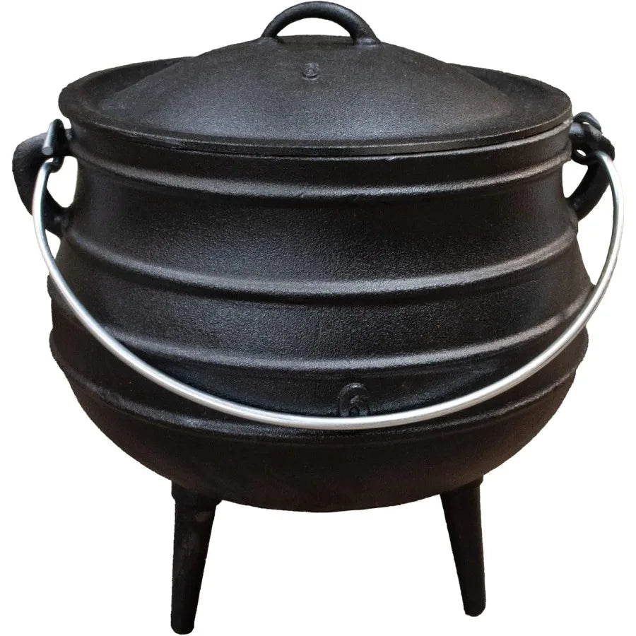 Campfire Cooking Kettle Pot Cast Iron Potje Dutch Oven with 3 Legs and Lid 13.5 inch 3.5 Gallon for Outdoor Camping Wilderness