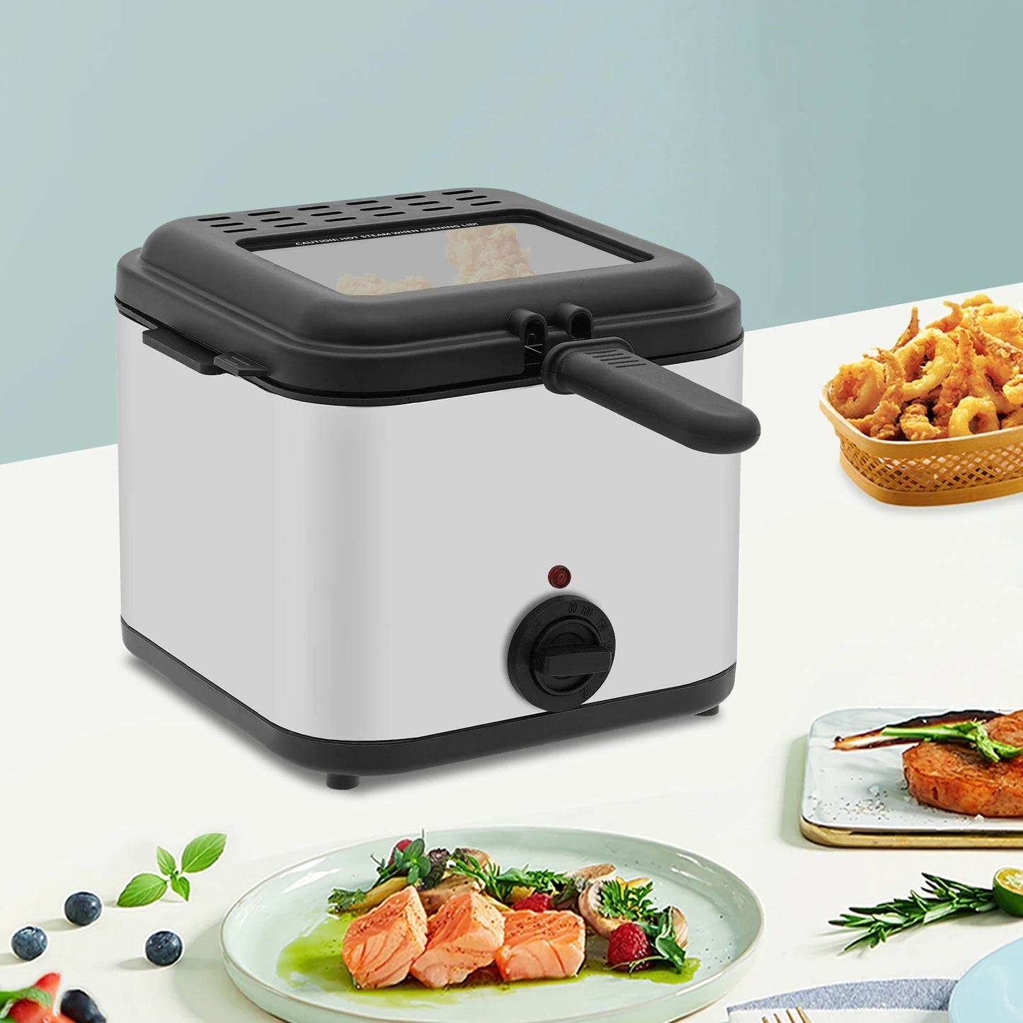 110V Electric Deep Fryer with Basket, Deep Fryers, Stainless Steel Commercial Deep Fryer for Home Kitchen, Restaurant, Fast Food